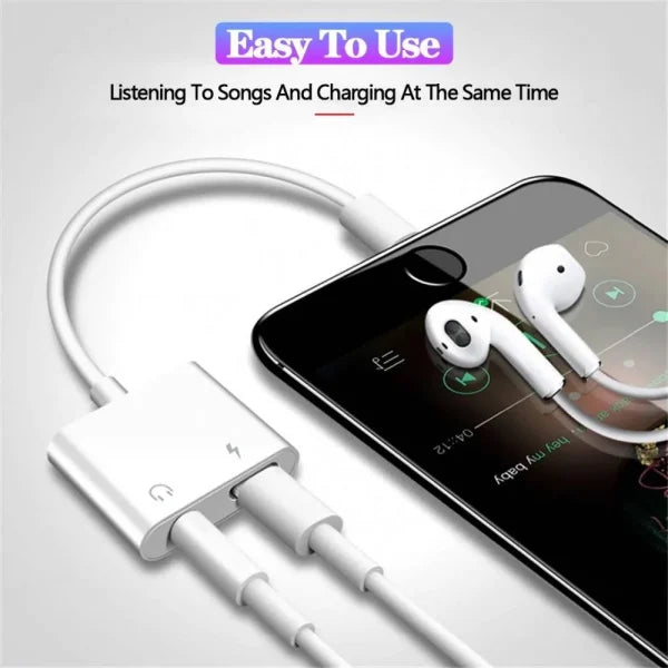 2-in-1 Dual Lightning Headphone Adapter Cable | Lightning to 3.5mm Jack & Charging Adapter