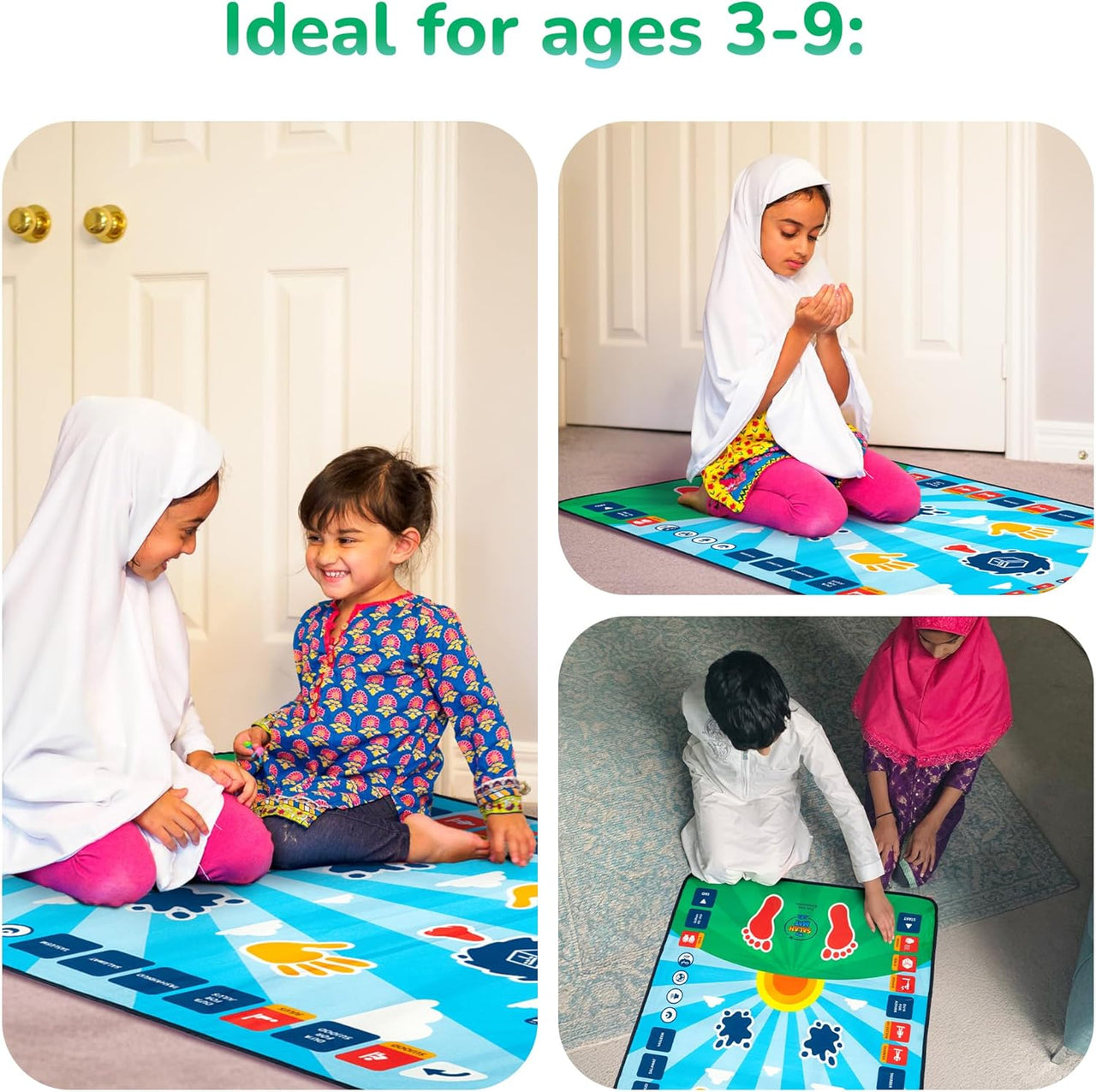 My Salah Mat for Kids - Smart interactive Prayer Mat for learning Salah, Surah, Wudu and Duas - Islamic prayer mat with 10 languages, Salah Translation, 25 Touch Keys and padded mat for Kids 3+ (Blue)