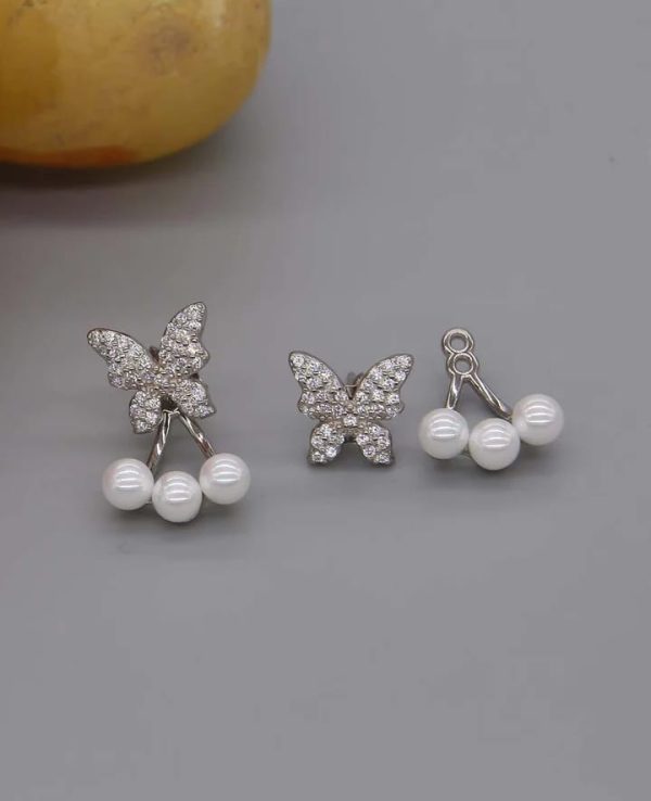 Butterfly Pearl Korean Earrings | Elegant & Trendy Earrings for Girls