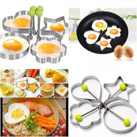 Thumbnail for Pack of 4 New Mold Style Fried Egg & Pancake Shapers | Stainless Steel Egg Molds – Star, Heart, Round & Flower