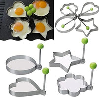 Thumbnail for Pack of 4 New Mold Style Fried Egg & Pancake Shapers | Stainless Steel Egg Molds – Star, Heart, Round & Flower