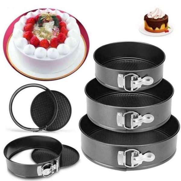 Set of 3 Nonstick Round Cake Moulds | Baking Cake Pans for Home & Professional Use