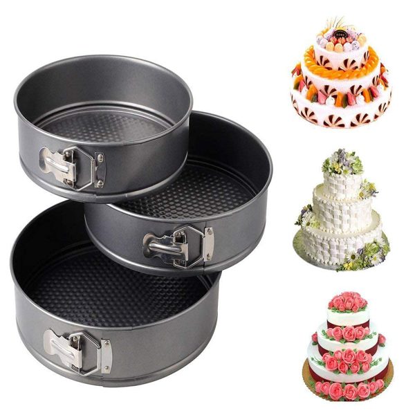 Set of 3 Nonstick Round Cake Moulds | Baking Cake Pans for Home & Professional Use