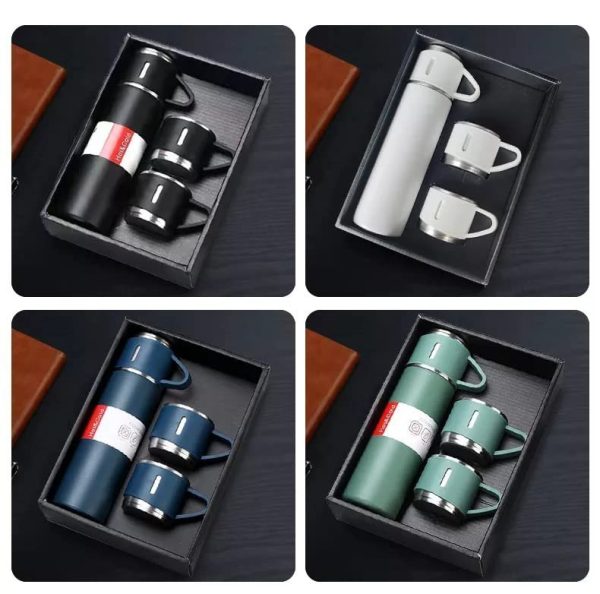 Stainless Steel Vacuum Flask Set | 500ml Insulated Thermos Bottle & Coffee Mug – Perfect Gift Set