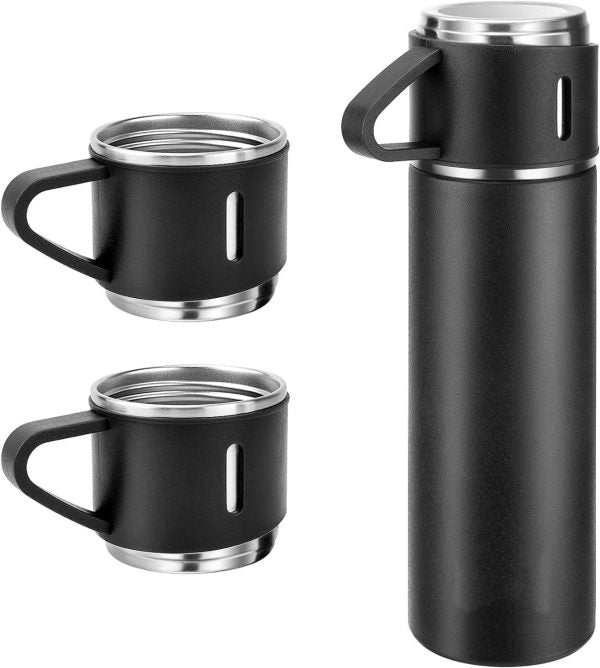 Stainless Steel Vacuum Flask Set | 500ml Insulated Thermos Bottle & Coffee Mug – Perfect Gift Set