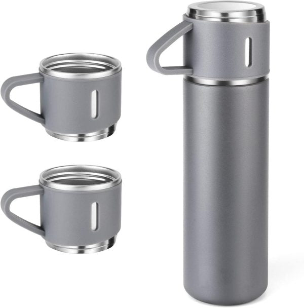 Stainless Steel Vacuum Flask Set | 500ml Insulated Thermos Bottle & Coffee Mug – Perfect Gift Set